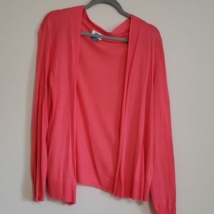 Lightweight Coral Open Front Cardigan L